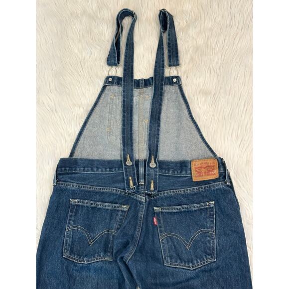 Levi’s Heritage Bib Denim Overalls Straight Leg Jeans Dark Wash Blue - Picture 8 of 13